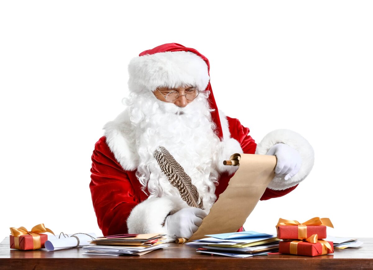 Santa Claus reading wish list